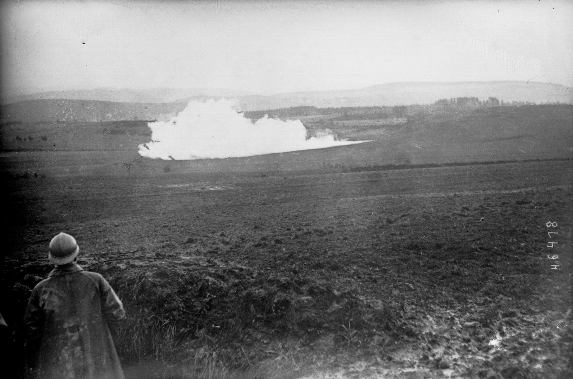 Explosion of a mine seen from a French position 